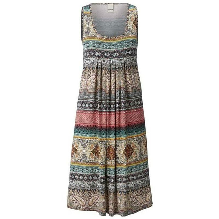 Linda | Women's Sleeveless Printed Summer Knee Length Dress