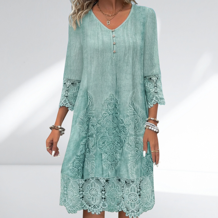 Linda | Women's V-Neck A-Line Midi Dress