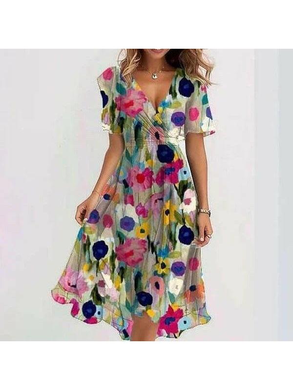 Liza - Vibrant Abstract Midi Dress