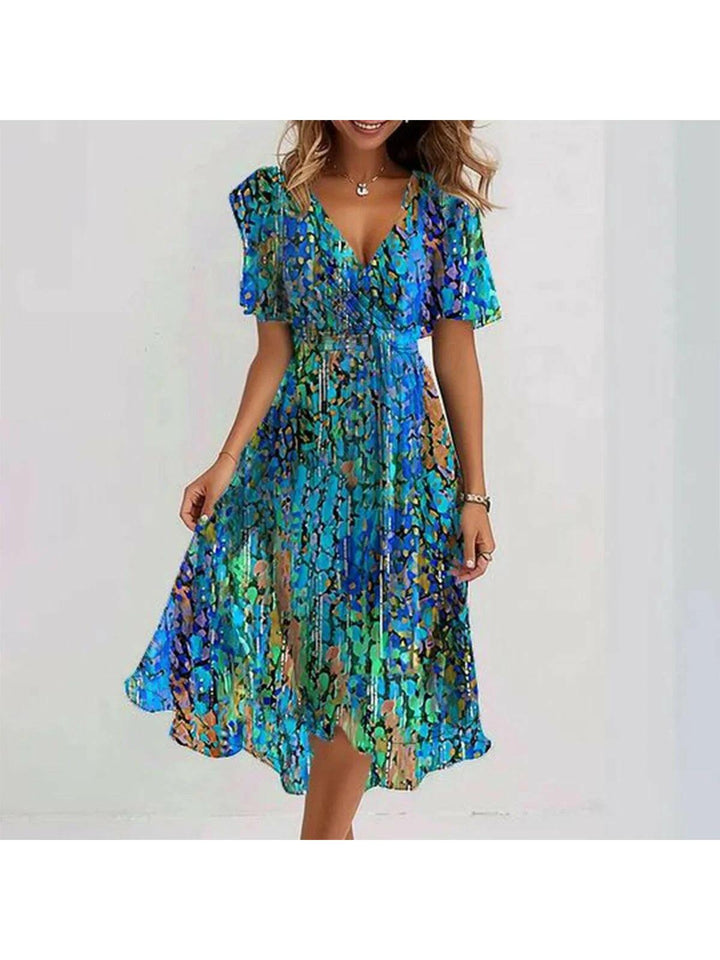 Liza - Vibrant Abstract Midi Dress