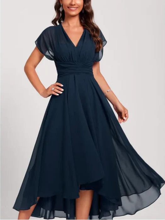 Mackenzie | Women's V-Neck A-Line Midi Dress