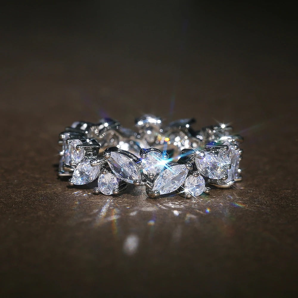 Vintage Marquise & Round Zirconia Eternity Ring