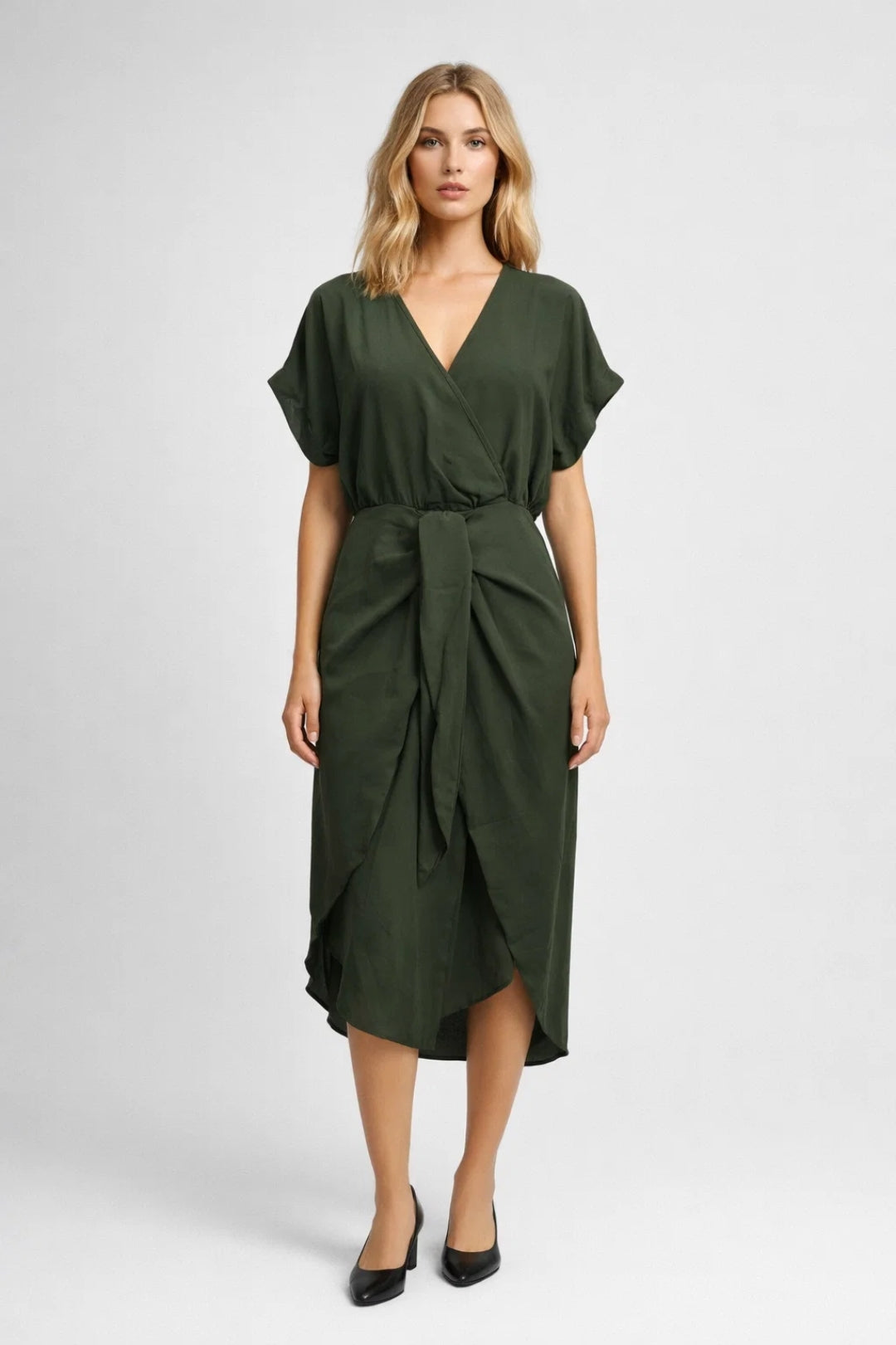 Marina | Women's V-Neck Wrap Midi Dress