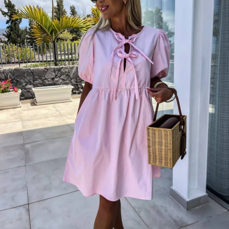 Melanie | Women's Puff Sleeve A-Line Mini Dress