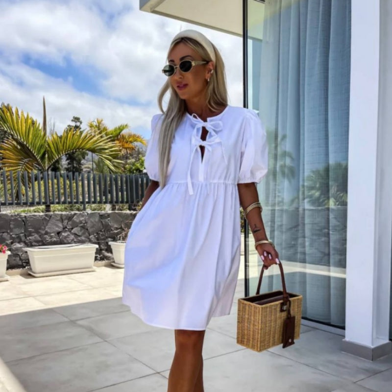 Melanie | Women's Puff Sleeve A-Line Mini Dress