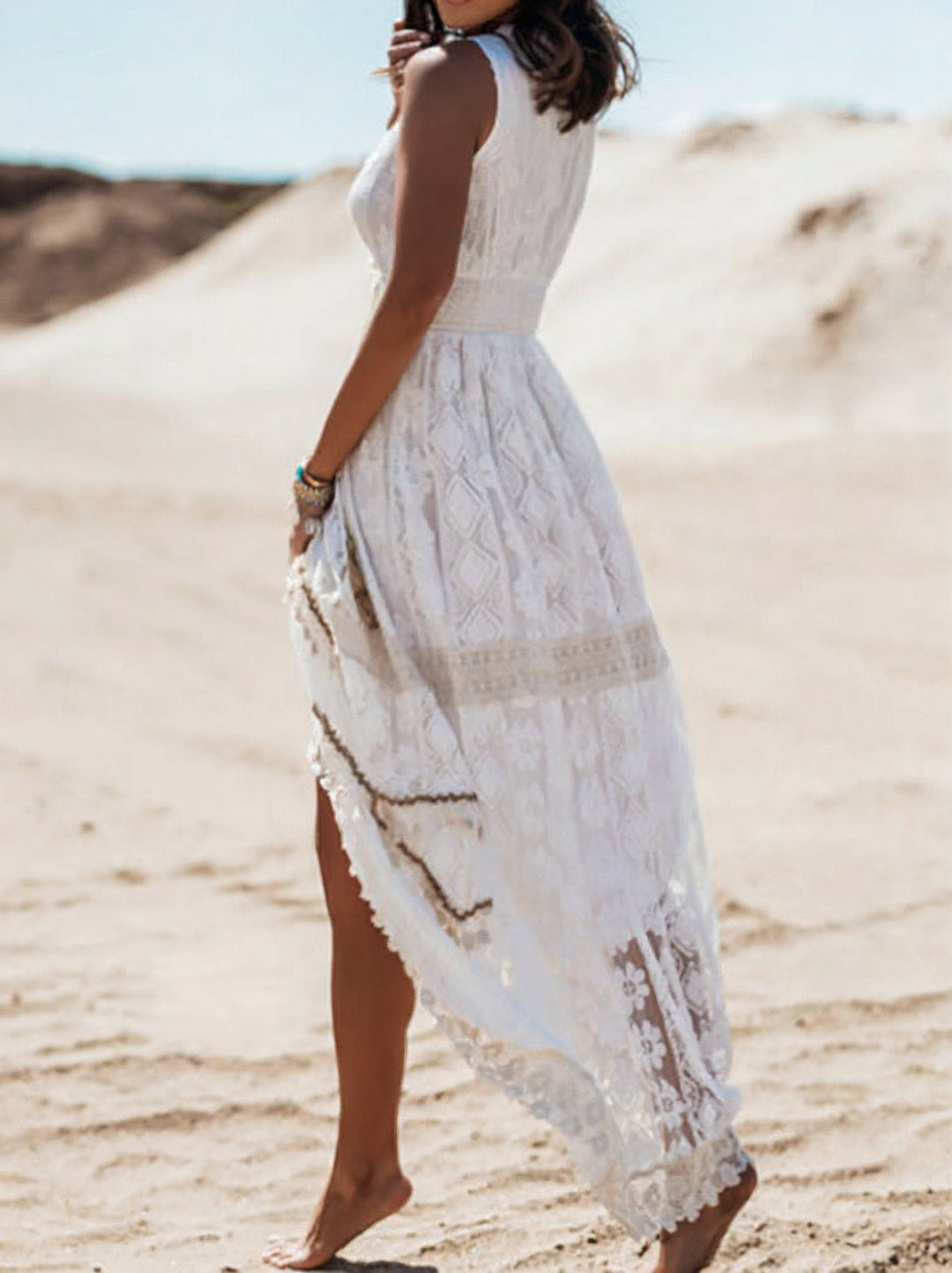 Melissa | Women's Sleeveless Lace A-Line Maxi Dress