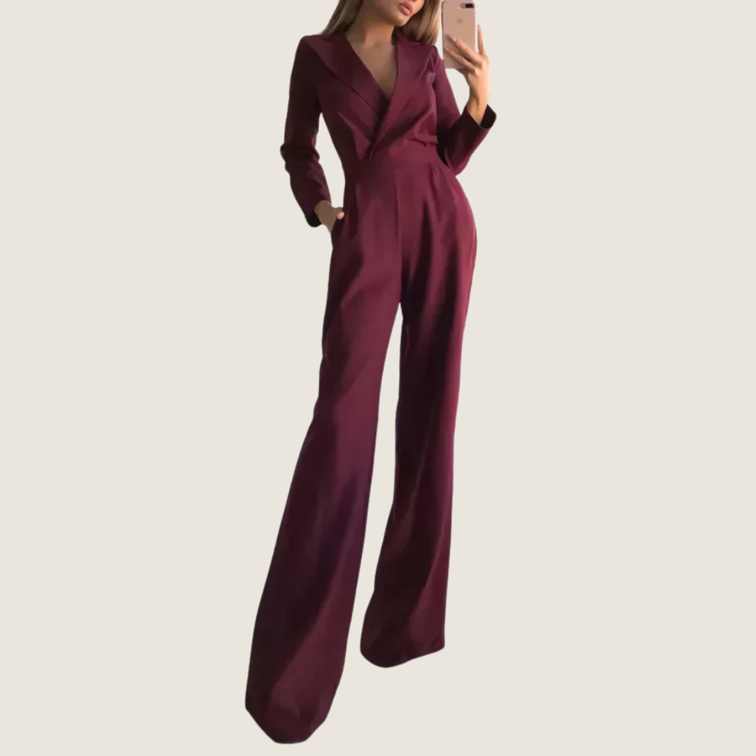 Melissa | Women's V-Neck Wrap Maxi Jumpsuit