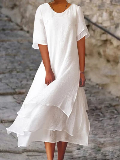 Michaela | Women's Short Sleeve A-Line Midi Dress