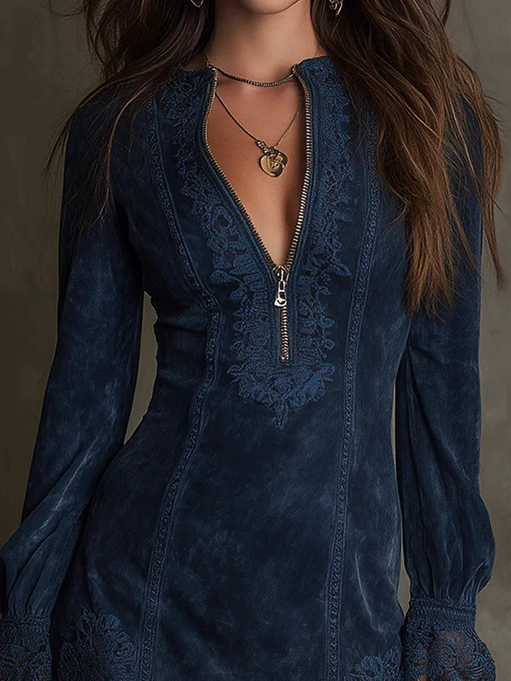 Nell | Women's Long Sleeve A-Line Mini Dress
