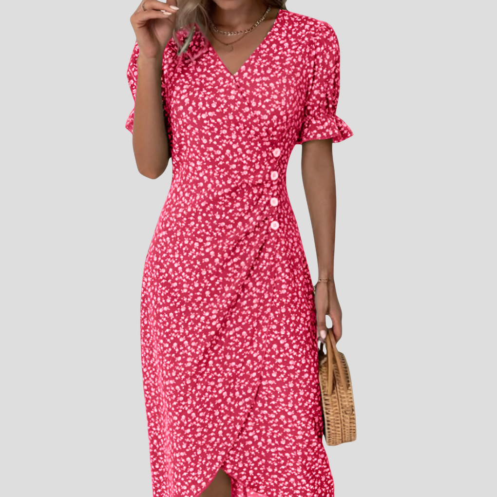 Nicolette | Women's V-Neck Wrap Midi Dress
