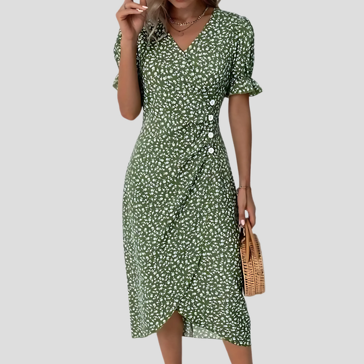 Nicolette | Women's V-Neck Wrap Midi Dress