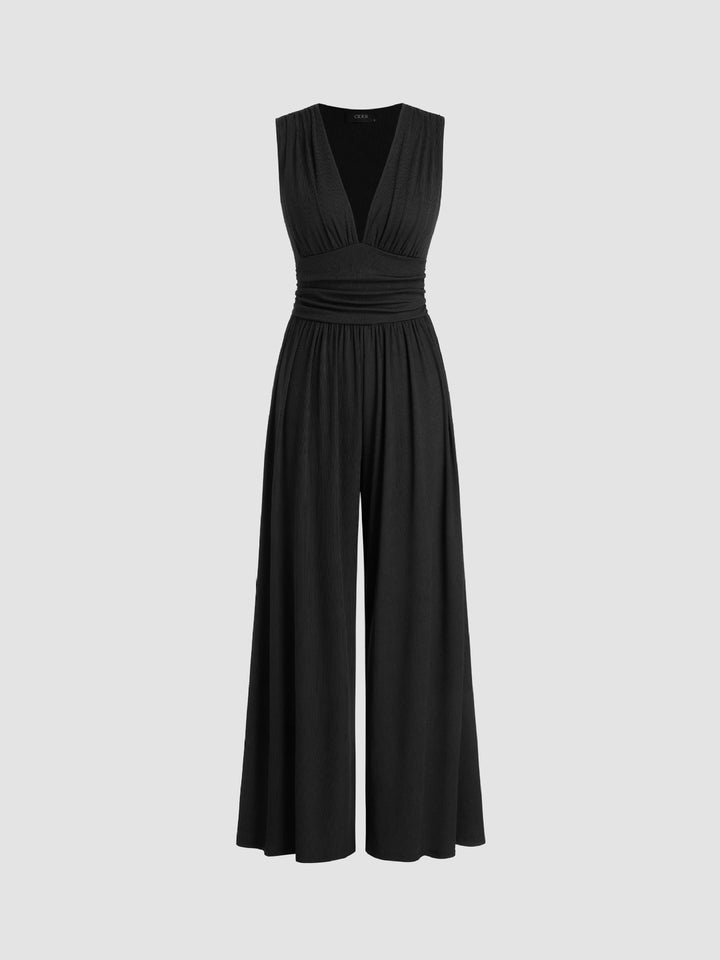 Noelle | Women's V-Neck Sleeveless Wide Leg Jumpsuit