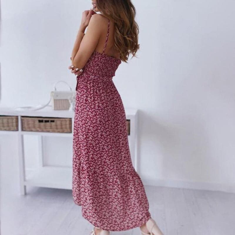 Norma | Women's Spaghetti Strap A-Line Midi Dress
