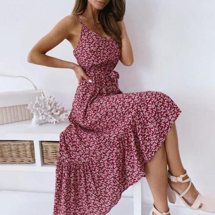 Norma | Women's Spaghetti Strap A-Line Midi Dress