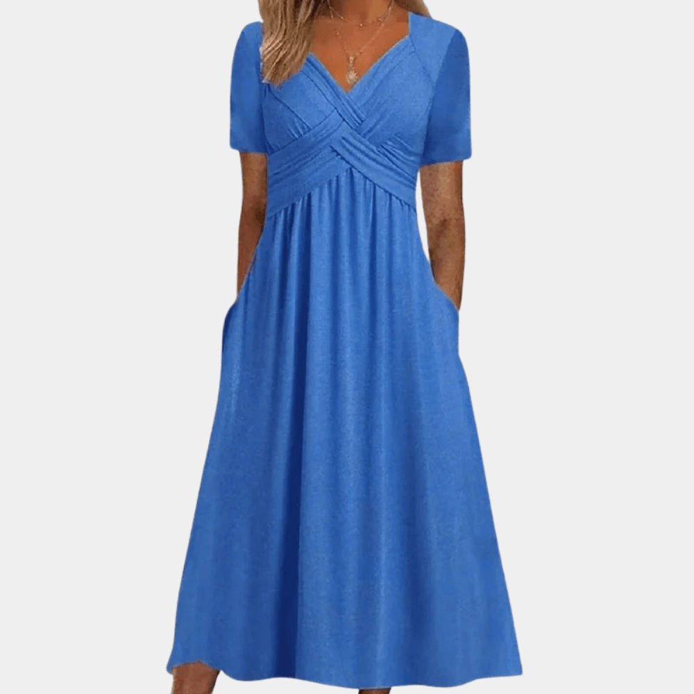 Norma | Women's V-Neck A-Line Midi Dress