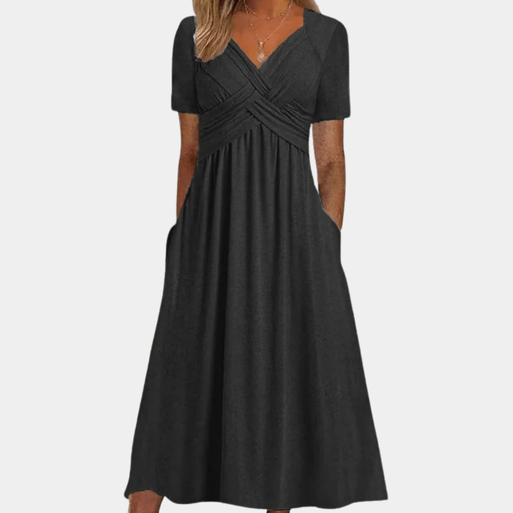 Norma | Women's V-Neck A-Line Midi Dress