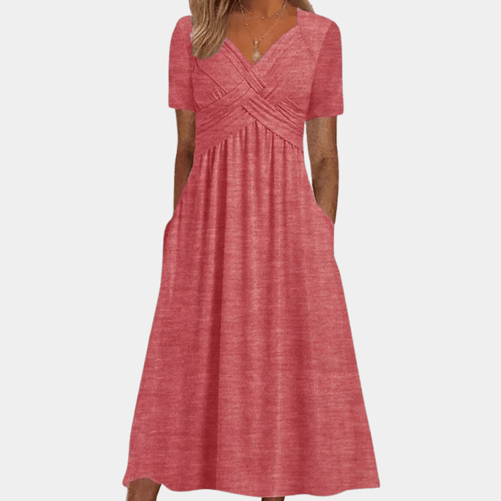 Norma | Women's V-Neck A-Line Midi Dress