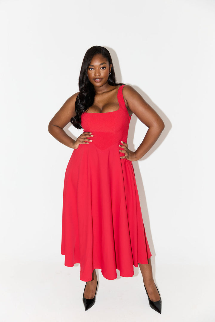 Women's Dress | Square Neck Sleeveless Midi