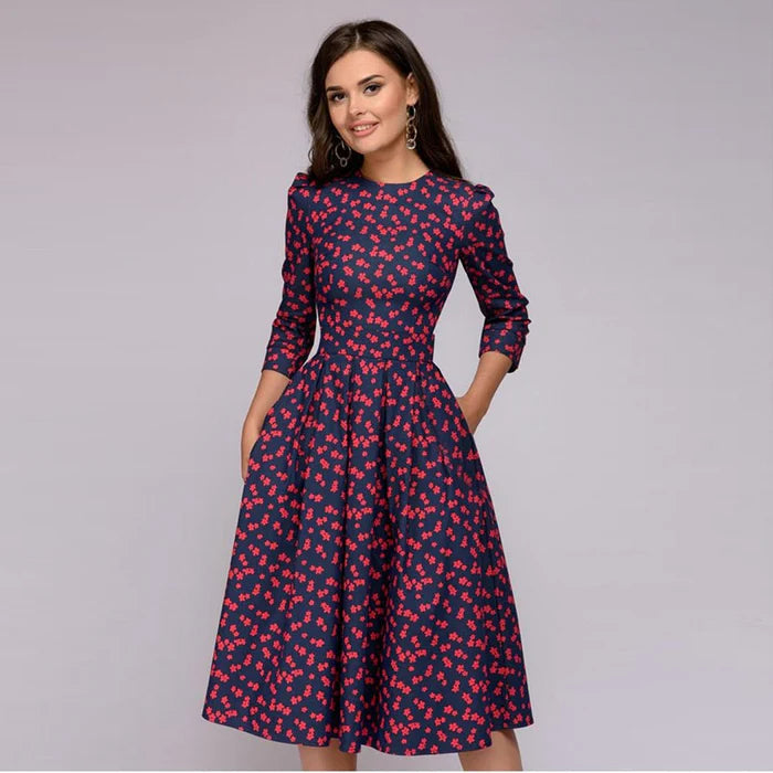 Patricia | Women's Dress with Pockets A-Line Midi Dress