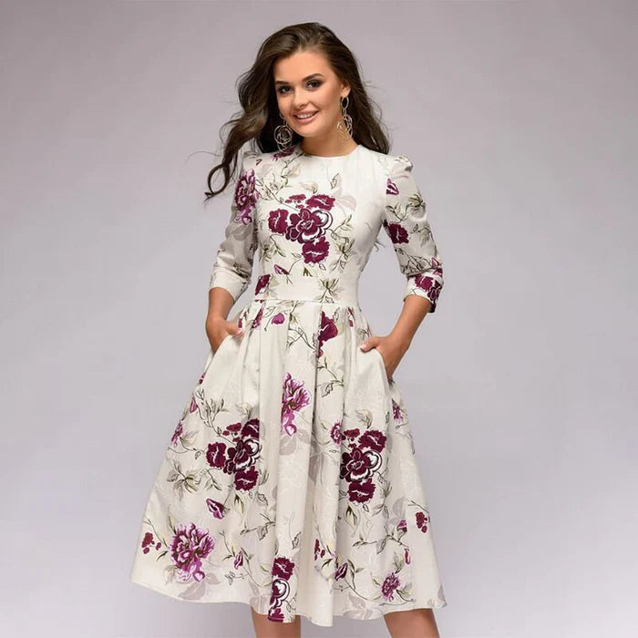 Patricia | Women's Dress with Pockets A-Line Midi Dress