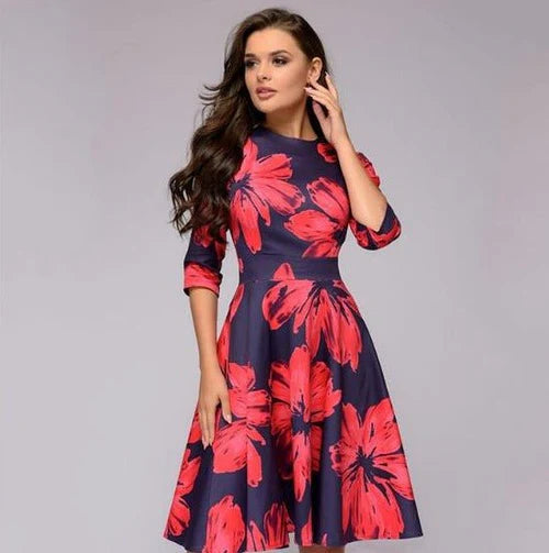 Patricia | Women's Dress with Pockets A-Line Midi Dress