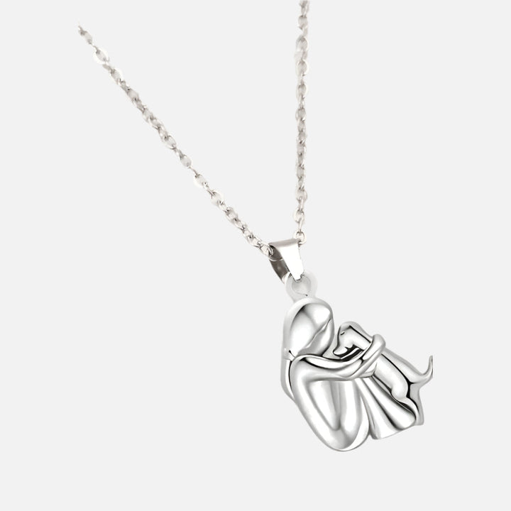 Dog Hug Pendant Necklace - Sterling Silver