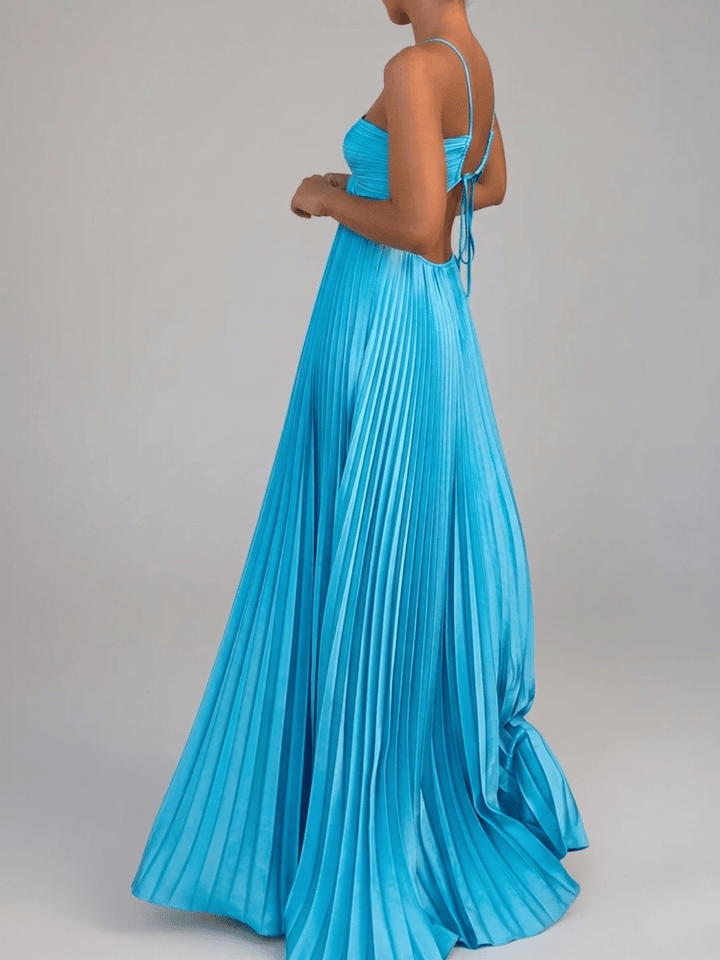 Pleated A-Line Maxi Dress for Women