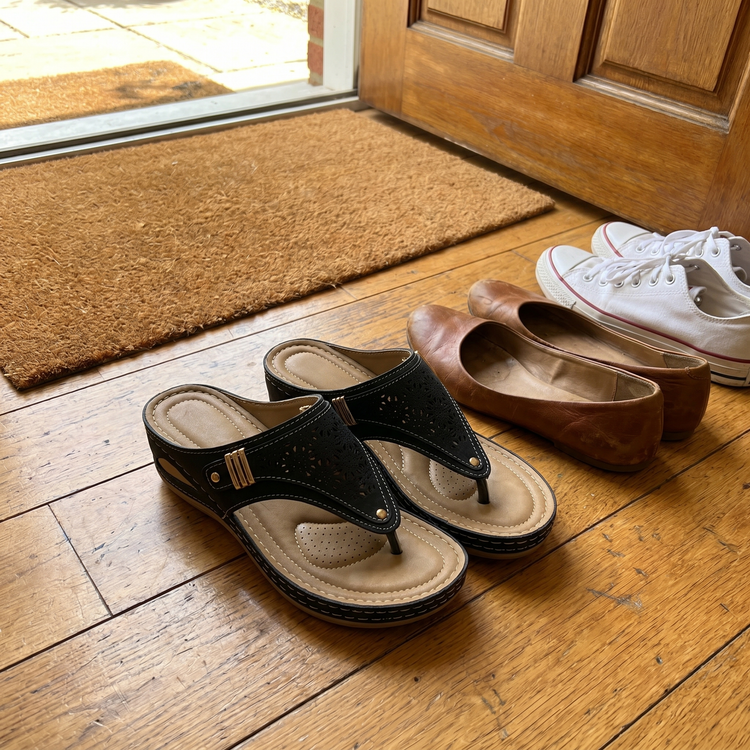 Customer review photo — Alice wedge sandals at home