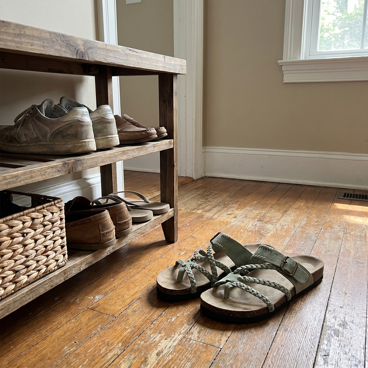 Customer review photo — Hayleigh wedge sandals by shoe rack