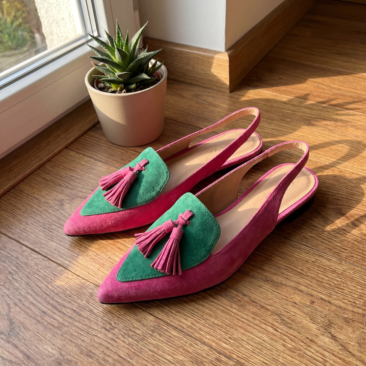 Customer review photo — Lorena pom pom wedge sandals