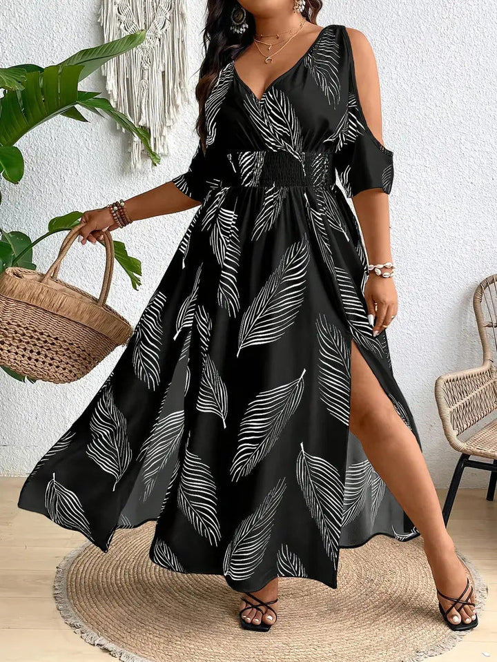 Rochelle | Women's V-Neck A-Line Midi Dress