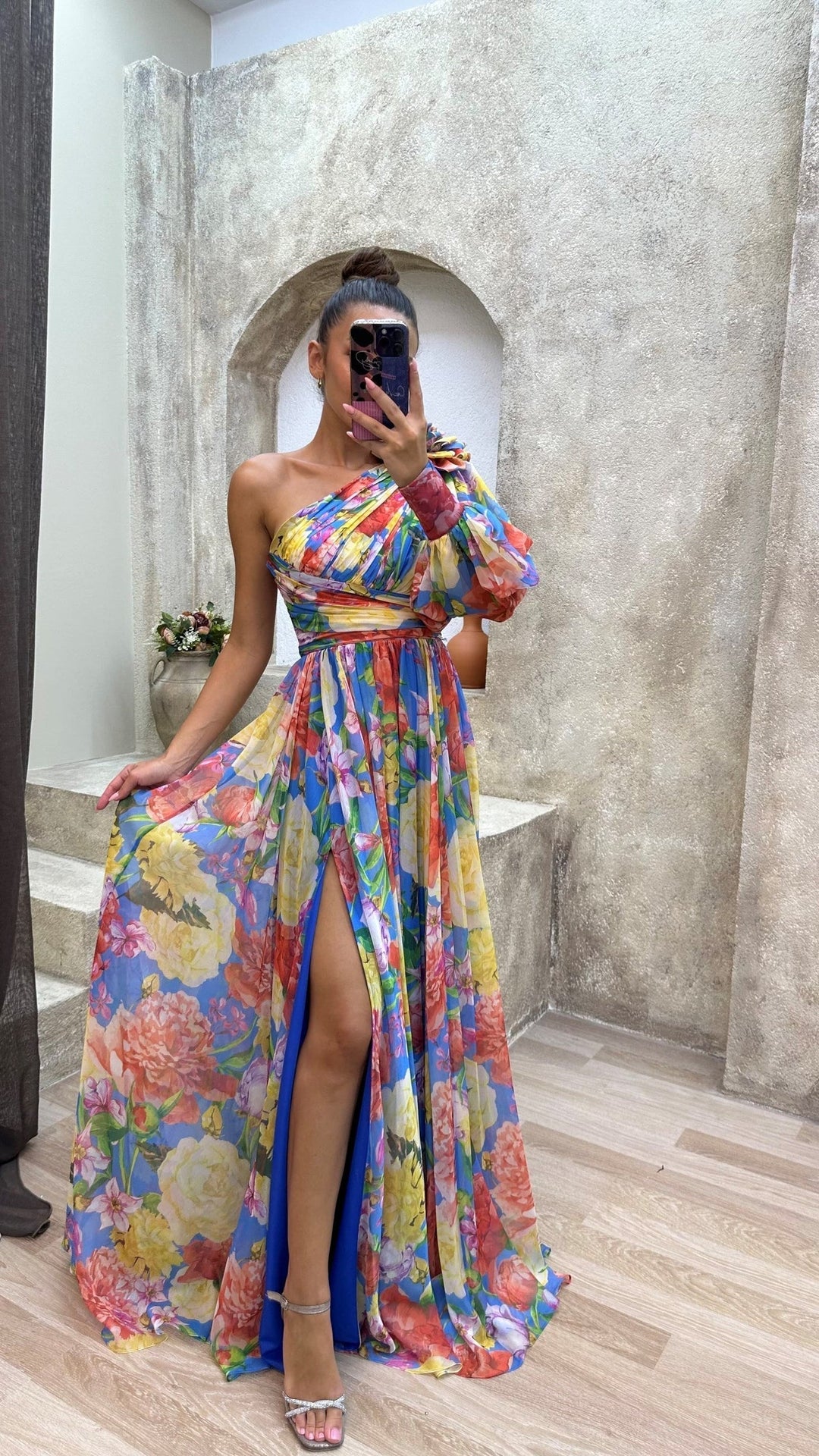 Sabrina | Women's One Shoulder Floral Maxi Dress