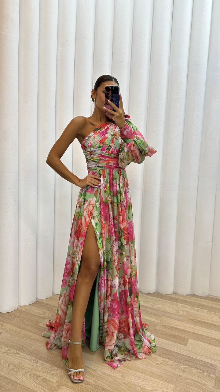 Sabrina | Women's One Shoulder Floral Maxi Dress