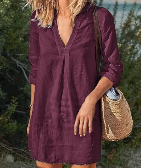 Shelby | Women's V-Neck Long Sleeve Mini Dress