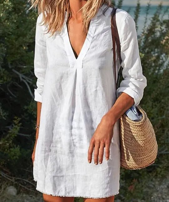Shelby | Women's V-Neck Long Sleeve Mini Dress