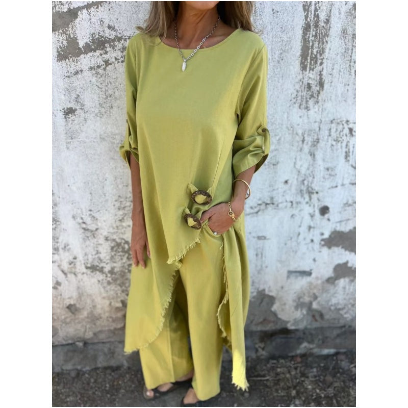 Women’s Matching Set | Asymmetric Top Wide-Leg