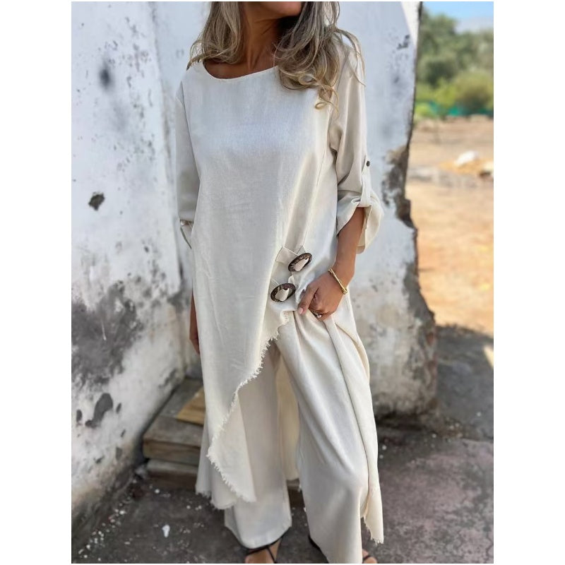 Women’s Matching Set | Asymmetric Top Wide-Leg