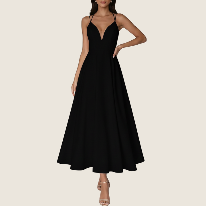 Stacy | Women's V-Neck A-Line Midi Dress