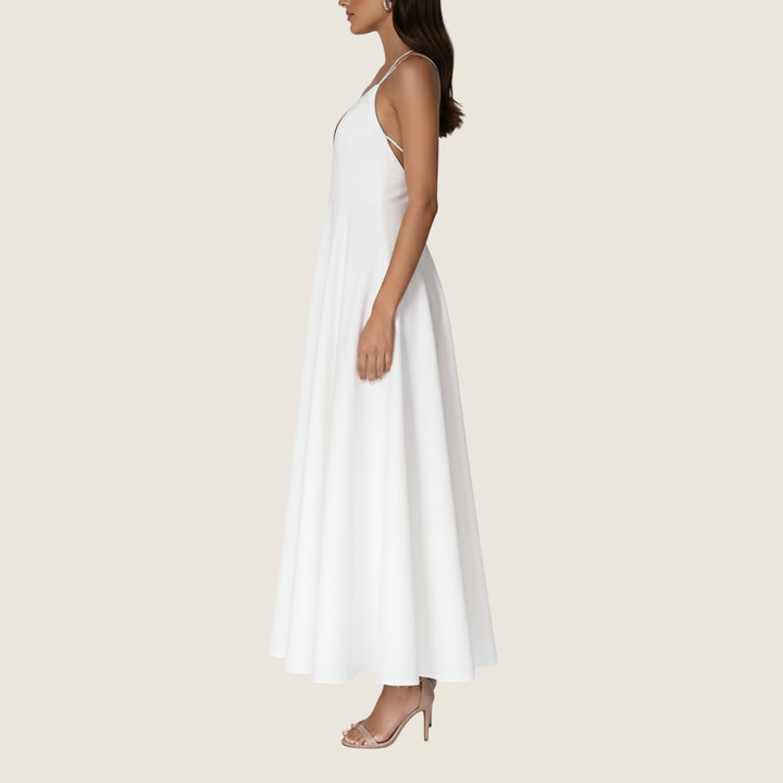 Stacy | Women's V-Neck A-Line Midi Dress