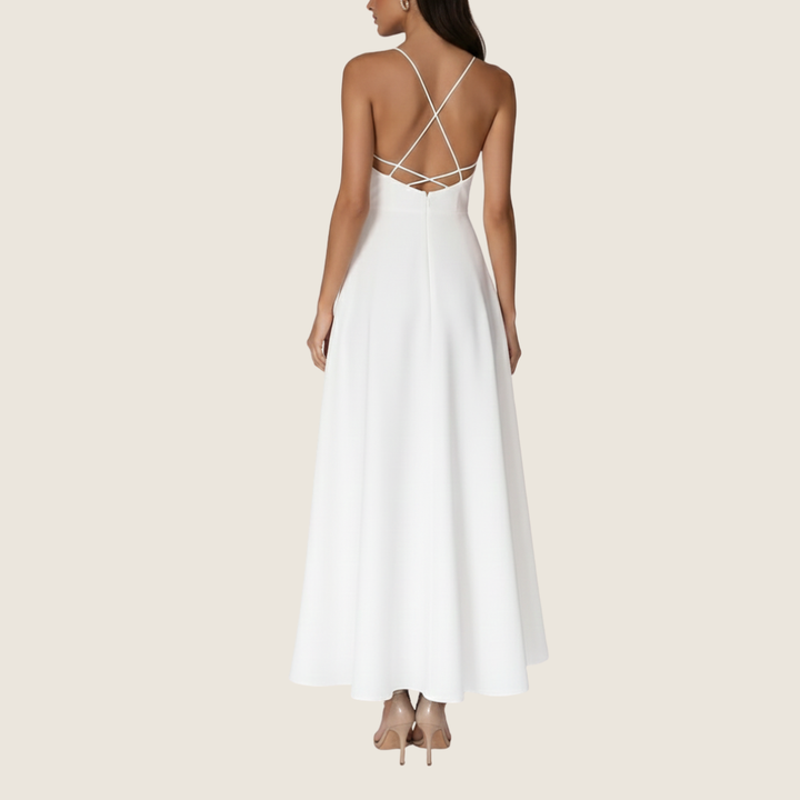 Stacy | Women's V-Neck A-Line Midi Dress