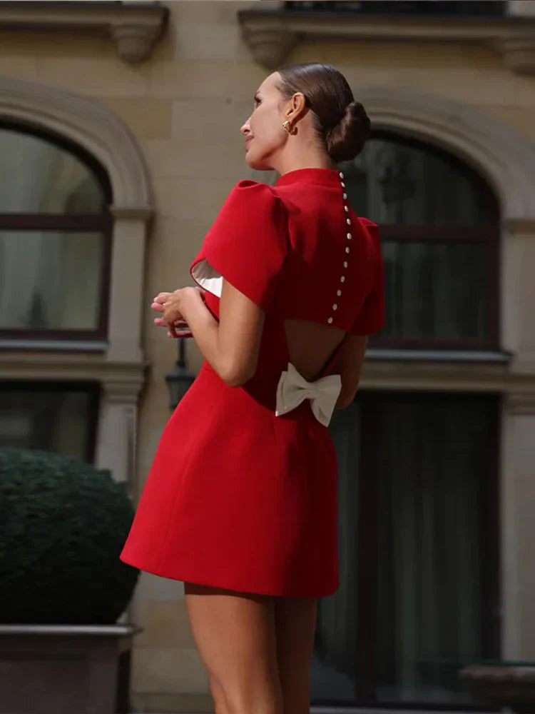 Tatum | Women's Puff Sleeve A-Line Mini Dress