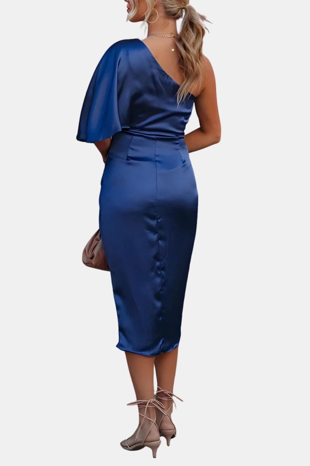 Tiffany | Women's One-Shoulder Wrap Midi Dress