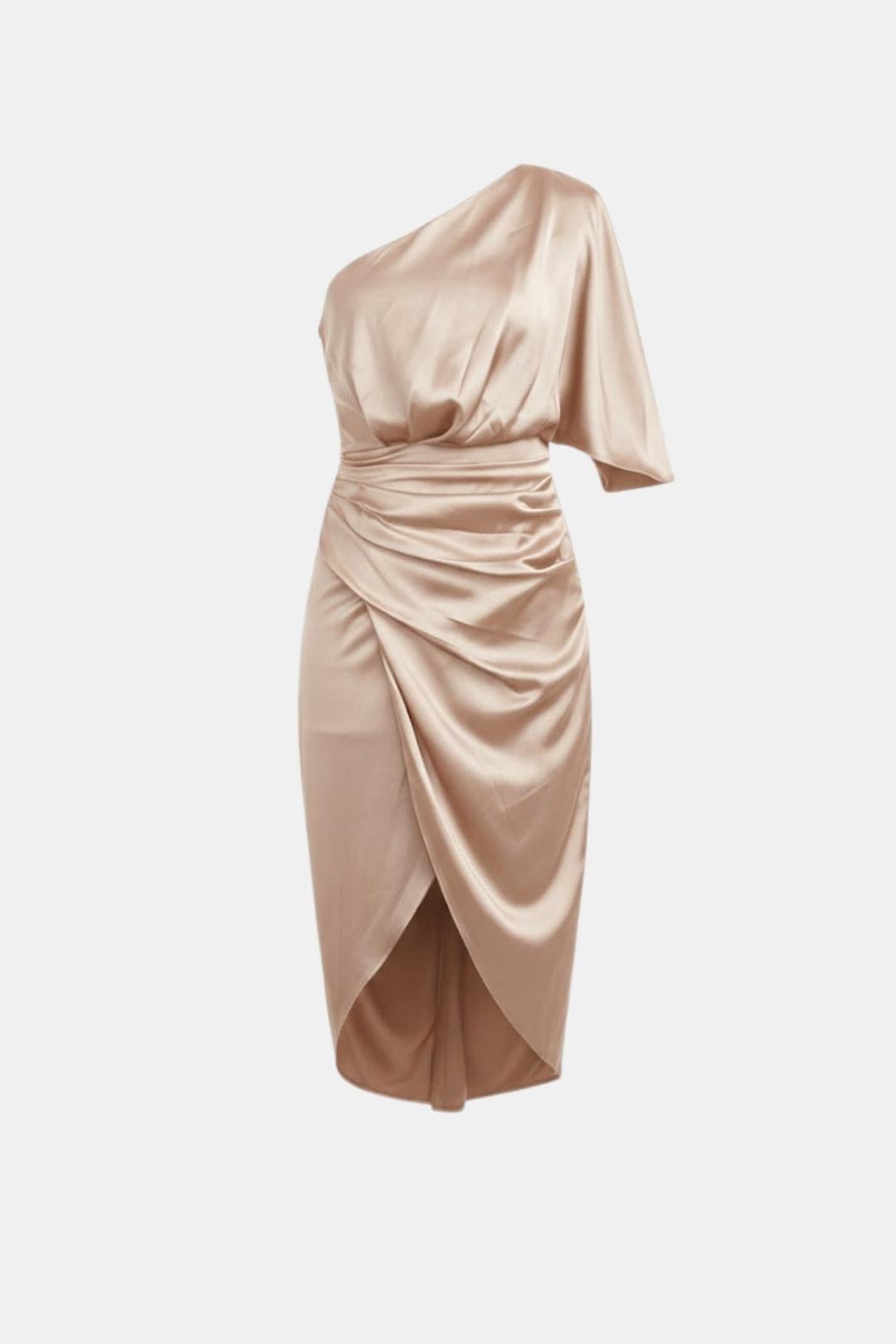 Tiffany | Women's One-Shoulder Wrap Midi Dress