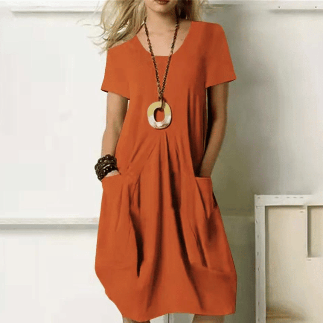 Tiffany | Women's V-Neck A-Line Midi Dress