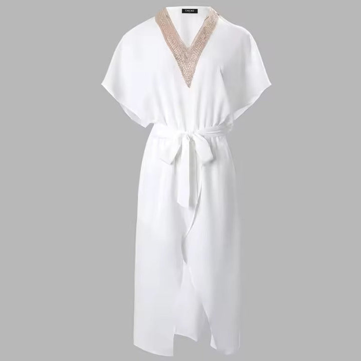Vicki | Women's V-Neck Wrap Midi Dress