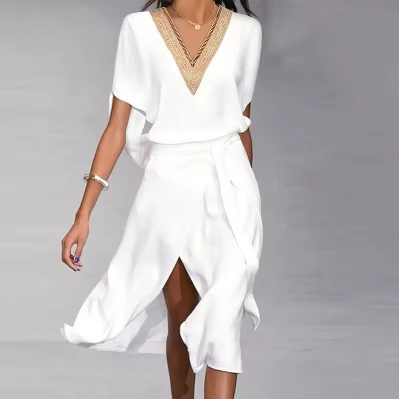 Vicki | Women's V-Neck Wrap Midi Dress