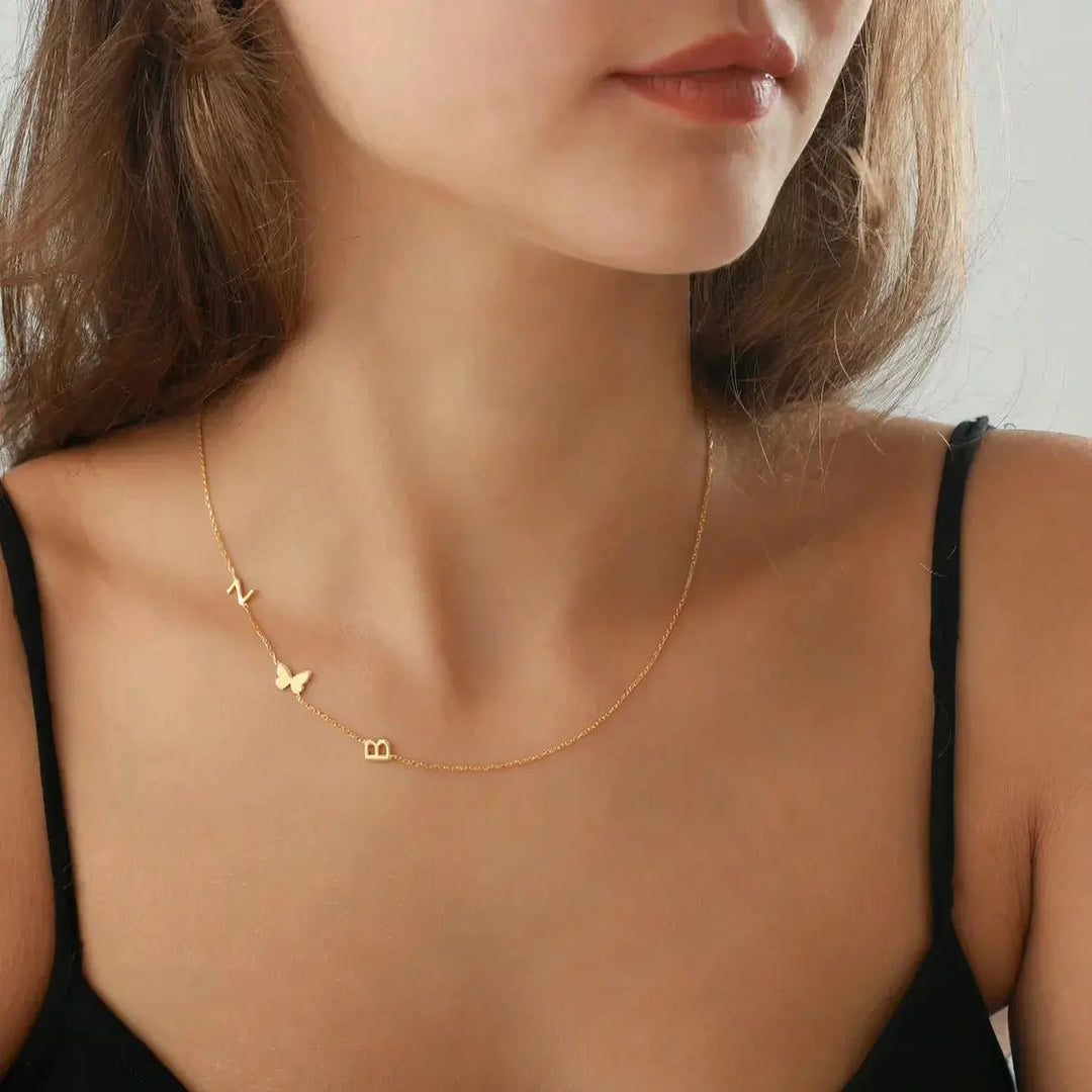 Sideways initial pendant detail