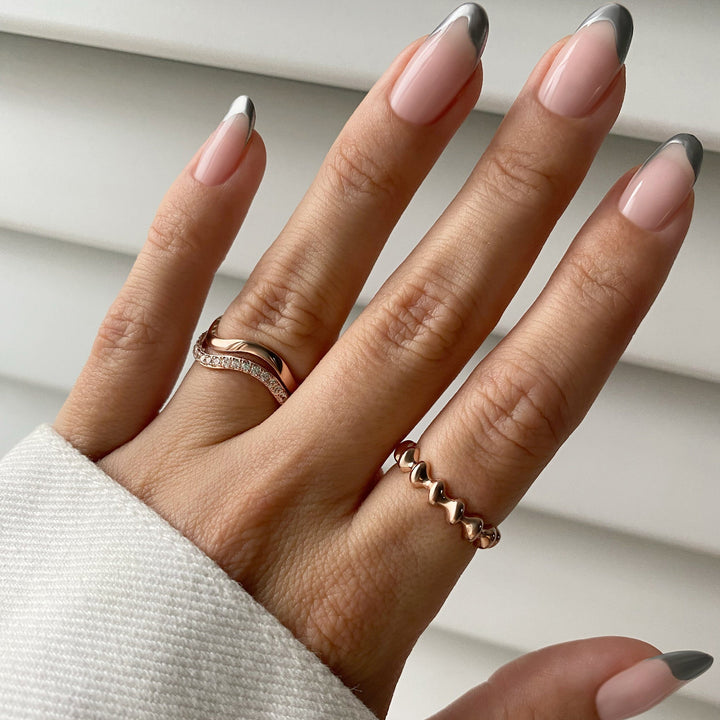 Rippled Silver Stacking Band Ring