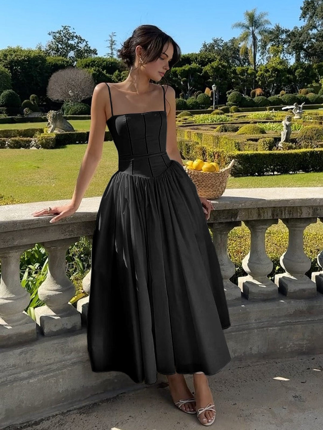 Whitney | Women's Spaghetti Strap A-Line Midi Dress