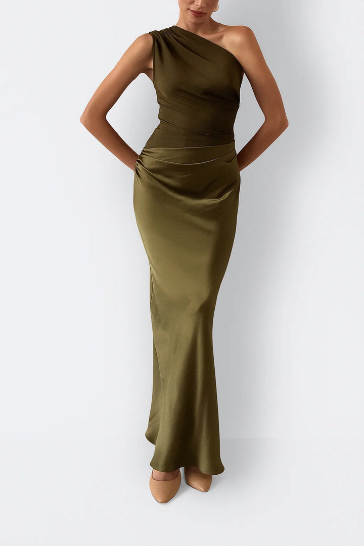 Sarah | Women's One Shoulder Fitted Maxi Dress